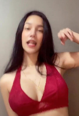 2. Sexy Charisse Galang Shows Cleavage in Red Bra