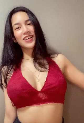 4. Sexy Charisse Galang Shows Cleavage in Red Bra