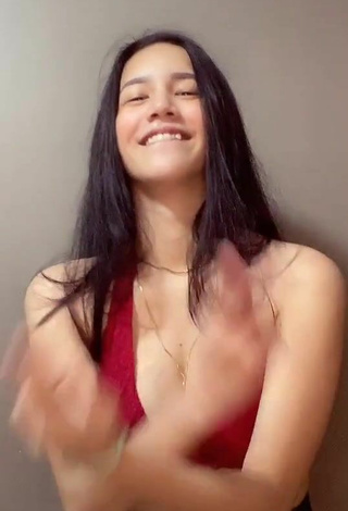 6. Sexy Charisse Galang Shows Cleavage in Red Bra
