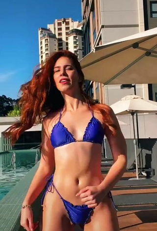 2. Beautiful Priscila Caliari Shows Cleavage in Sexy Blue Bikini