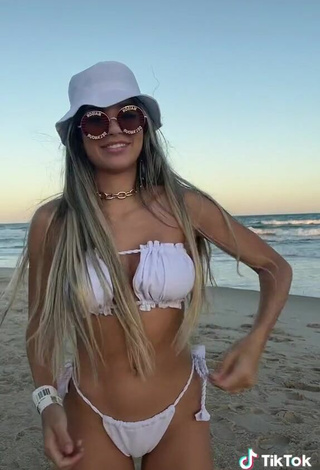 5. Cute Raffaela Souza Shows Cleavage in White Bikini at the Beach