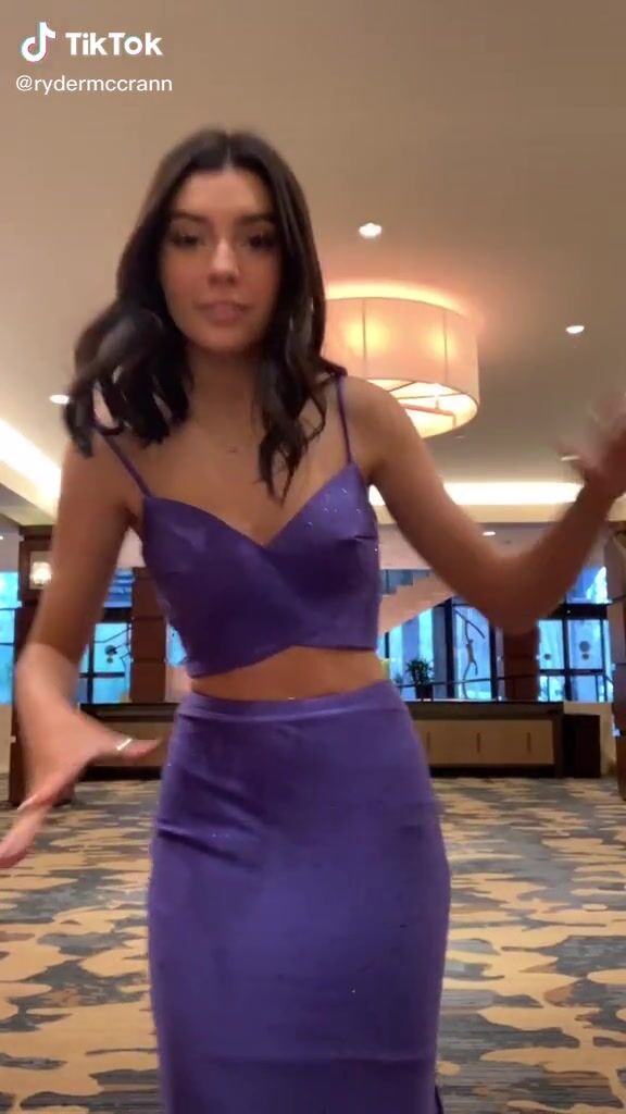 Amazing Ryder Mccrann Shows Cleavage in Hot Purple Crop Top