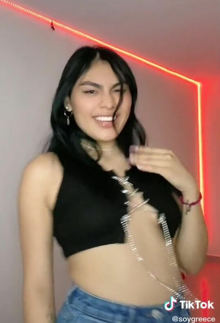 6. Sexy SoyGreece Shows Cleavage in Black Crop Top