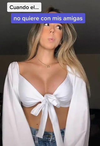 Susana Torres Shows Cleavage in Sweet White Crop Top