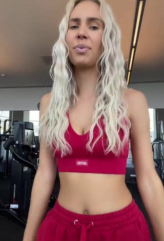 1. Sexy Bunny Barbie Shows Cleavage in Red Sport Bra in the Sports Club