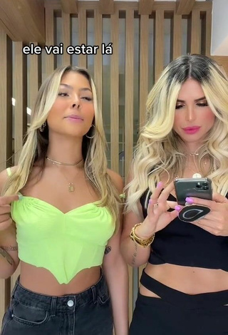 Hot Victoria Miranda Shows Cleavage in Lime Green Crop Top