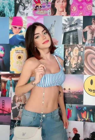 2. Sweet Vee Castro Shows Cleavage in Cute Striped Crop Top