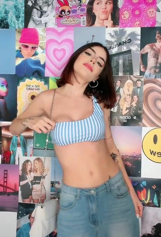 3. Sweet Vee Castro Shows Cleavage in Cute Striped Crop Top