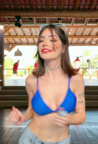 5. Cute Vee Castro Shows Cleavage in Blue Bikini Top and Bouncing Breasts