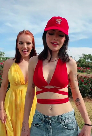 2. Sexy Vee Castro Shows Cleavage in Red Bikini Top