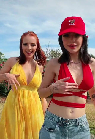 4. Sexy Vee Castro Shows Cleavage in Red Bikini Top
