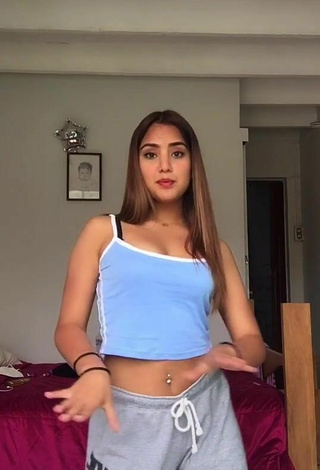 3. Alluring Yess Shows Cleavage in Erotic Blue Crop Top
