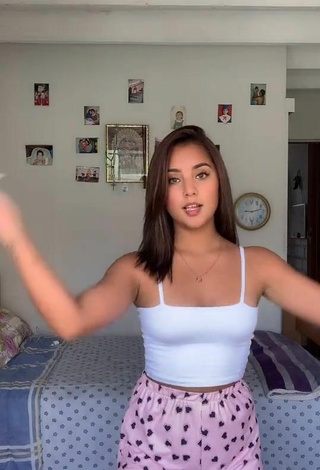 Sweetie Yess Shows Cleavage in White Crop Top
