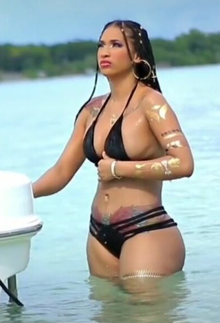 3. Sexy Aliany García in Black Bikini in the Sea
