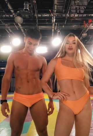 Hottest Azul Granton Shows Cleavage in Orange Bikini