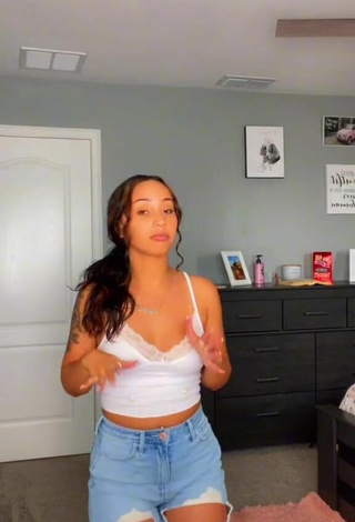 Sweetie Breana Clough Shows Cleavage in White Crop Top