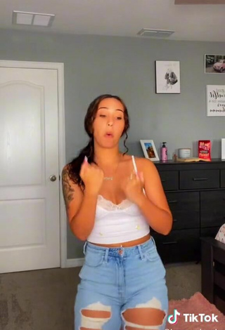 3. Sweetie Breana Clough Shows Cleavage in White Crop Top