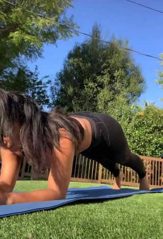 3. Cute Candice Shows Cleavage in Black Sport Bra while doing Sports Exercises