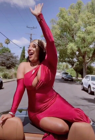 2. Sexy Candice Shows Legs Braless in a Car