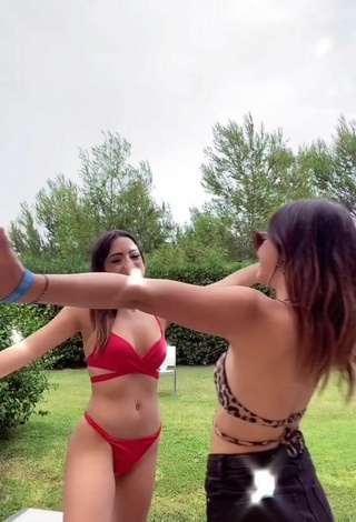 4. Sexy Cora & Marilù Shows Cleavage in Red Bikini