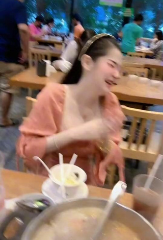 5. Sexy Nuntida Chuangchoo Shows Cleavage in Beige Dress