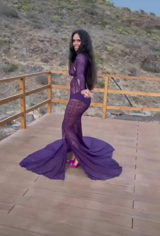 3. Cute Cristina Pedroche Shows Cleavage in Purple Dress