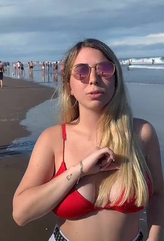 3. Sweetie Dany Consoli Shows Cleavage in Red Bikini Top at the Beach