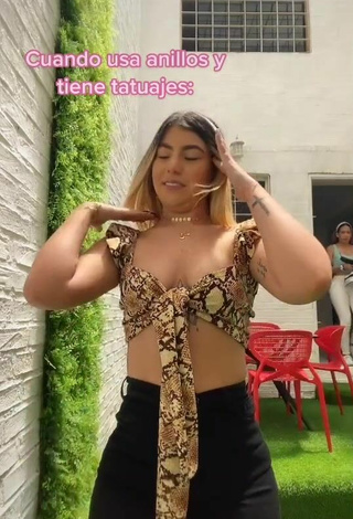 Seductive Chantall Pizzino Shows Cleavage in Snake Print Crop Top