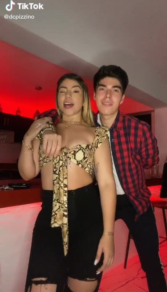 Sweet Chantall Pizzino Shows Cleavage in Cute Snake Print Crop Top