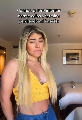 2. Beautiful Chantall Pizzino Shows Cleavage in Sexy Yellow Crop Top