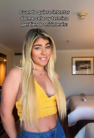 3. Beautiful Chantall Pizzino Shows Cleavage in Sexy Yellow Crop Top