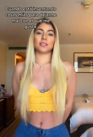 2. Cute Chantall Pizzino Shows Cleavage in Yellow Crop Top