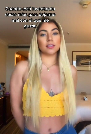 3. Cute Chantall Pizzino Shows Cleavage in Yellow Crop Top