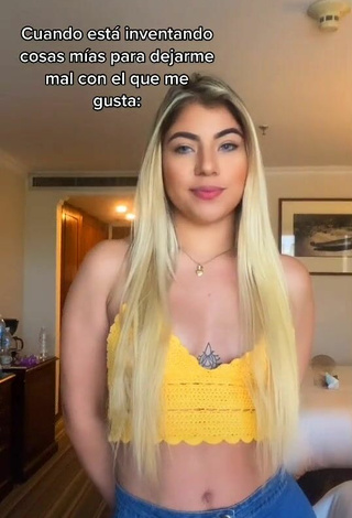 4. Cute Chantall Pizzino Shows Cleavage in Yellow Crop Top
