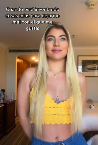 5. Cute Chantall Pizzino Shows Cleavage in Yellow Crop Top