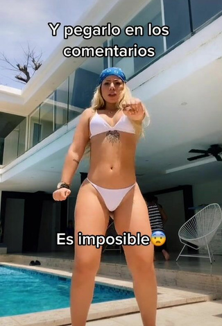 4. Cute Chantall Pizzino Shows Cleavage in White Bikini and Bouncing Boobs at the Swimming Pool
