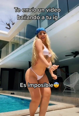 5. Cute Chantall Pizzino Shows Cleavage in White Bikini and Bouncing Boobs at the Swimming Pool