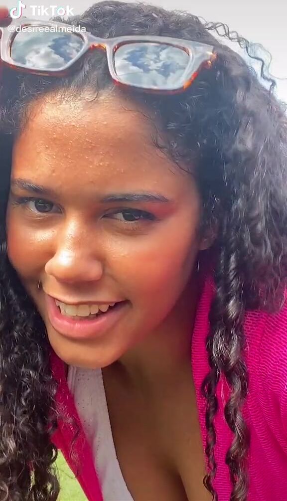 Cute desireealmeida_ Shows Cleavage in White Bikini and Bouncing Tits | sexyfilter.com