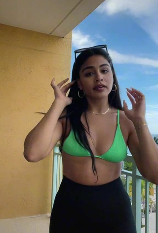 1. Hot Gabriela Bandy Shows Cleavage in Green Bikini Top