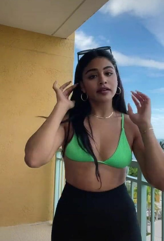1. Sexy Gabriela Bandy Shows Cleavage in Green Bikini Top