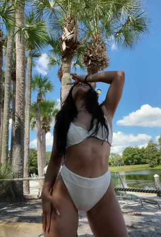 4. Cute Gabriela Bandy Shows Cleavage in White Bikini
