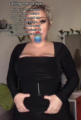 4. Sweetie Hollymarie Shows Cleavage in Black Dress and Bouncing Boobs