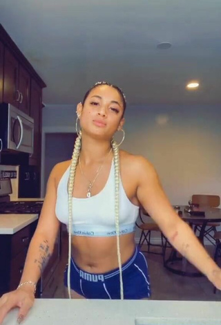 Sweetie DaniLeigh Shows Cleavage in White Crop Top