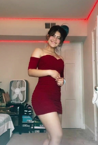 Cute Cristel Mejia Shows Cleavage in Red Dress