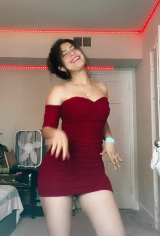 4. Cute Cristel Mejia Shows Cleavage in Red Dress