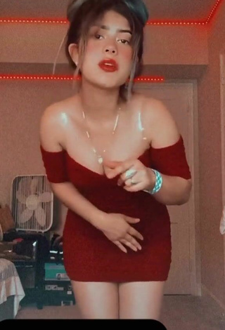 2. Sexy Cristel Mejia Shows Cleavage in Red Dress