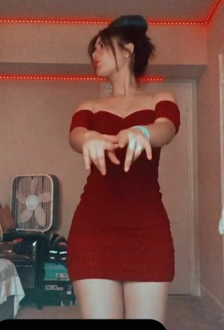 3. Sexy Cristel Mejia Shows Cleavage in Red Dress