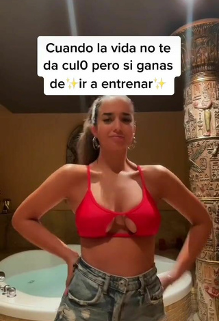 Hottie Laia Fidalgo Vega Shows Cleavage in Red Bikini Top