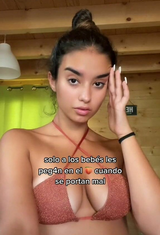 Beautiful Laia Fidalgo Vega Shows Cleavage in Sexy Brown Bikini Top