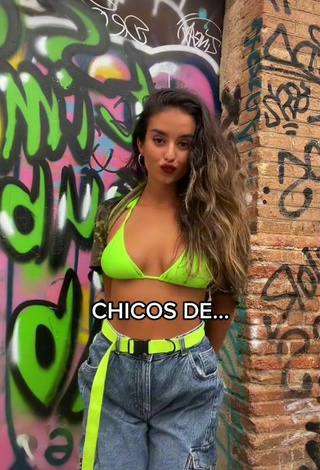 Hot Laia Fidalgo Vega Shows Cleavage in Light Green Bikini Top